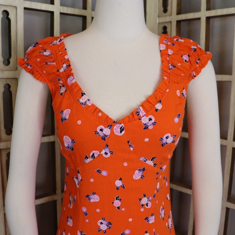Free People Like A Lady tangerine Babydoll Dress Size S - Picture 6 of 14